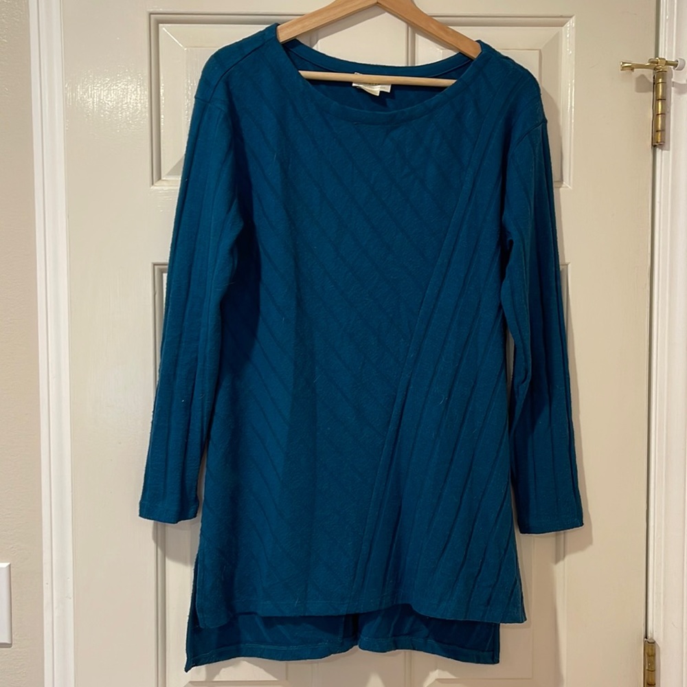 Anthropologie dark teal knit tunic sweater, size Small. In excellent condition!